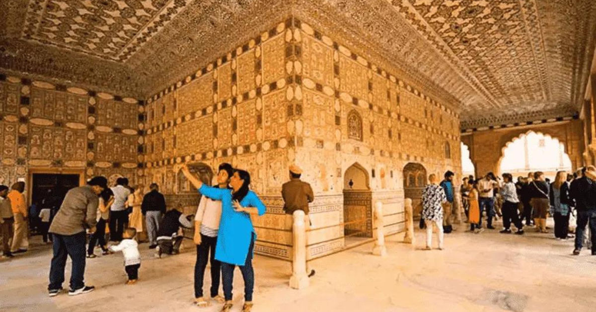 It is a Picture of Sheesh Mahal Jaipur.